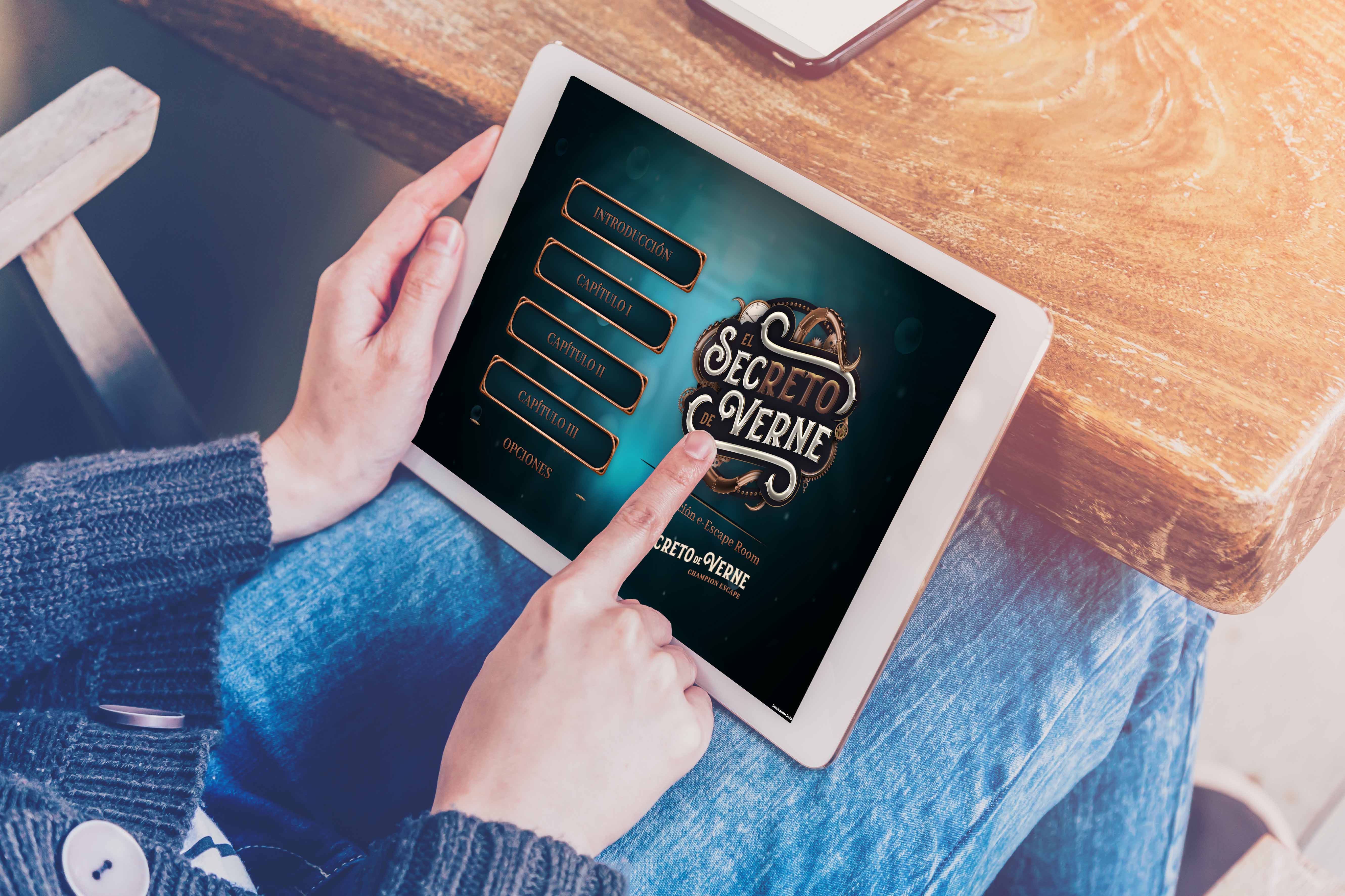 Asian woman using tablet computer in coffee shop with Vintage to